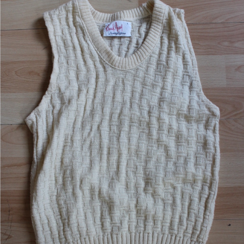 Cream Sleeveless Knit Sweater